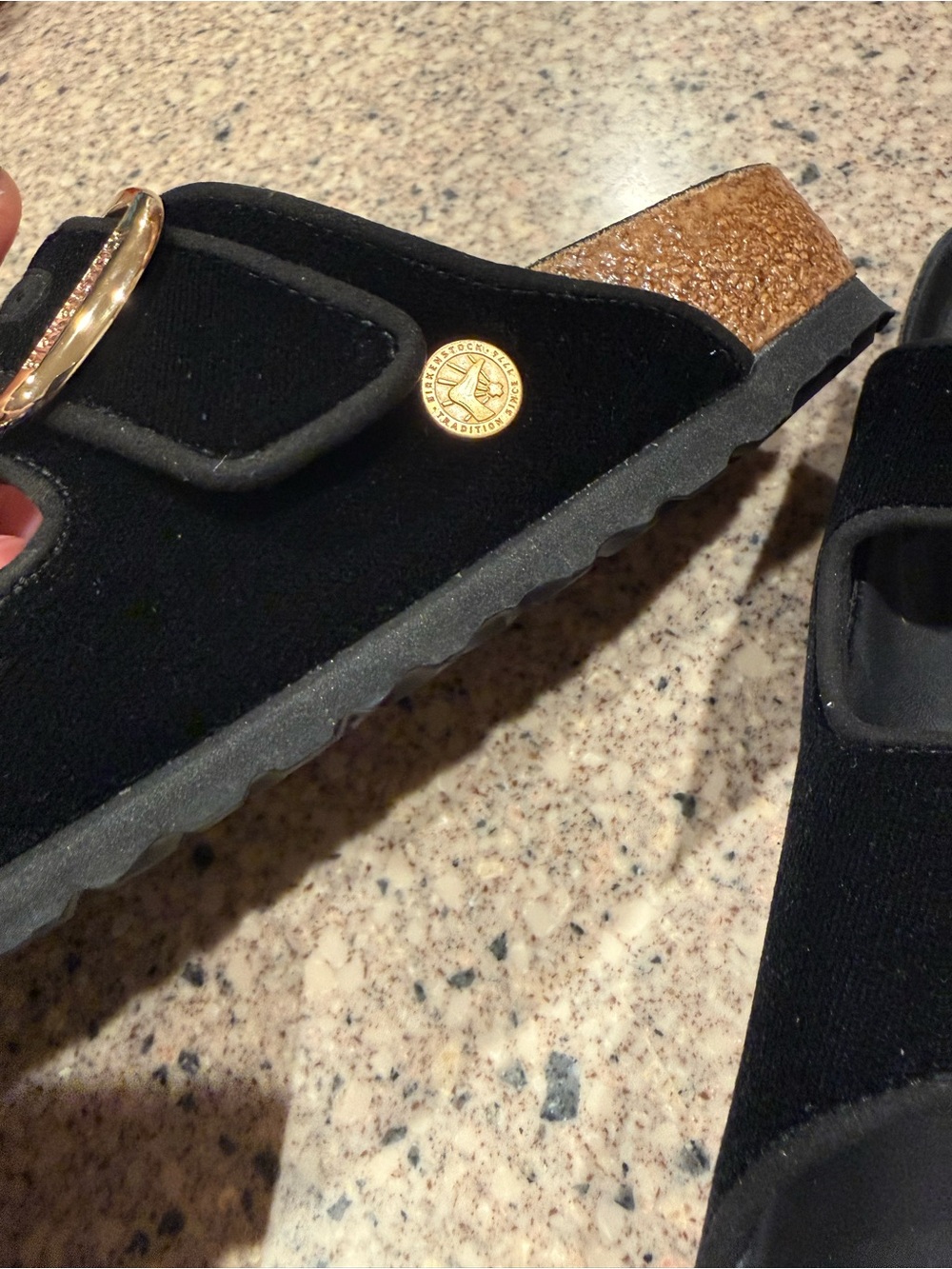 Birkenstock Arizona Big Buckle Piping Rivet Logo sandals black velvet LIMITED ED - Picture 3 of 8